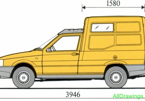 Fiat Fiorino Kastenwagen (1989) (Fiat Fiorino Castenwagen (1989)) - drawings (drawings) of the car